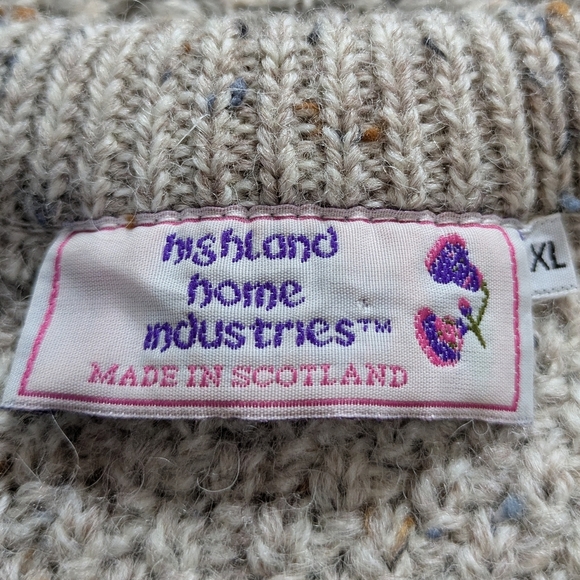 Highland Home Industries Cream Tan Wool Button Up Cardigan Sweater XL - Picture 7 of 9